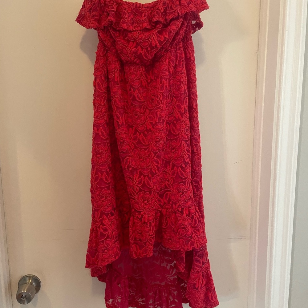 For Love And Lemons Vibrant Red Lace Dress